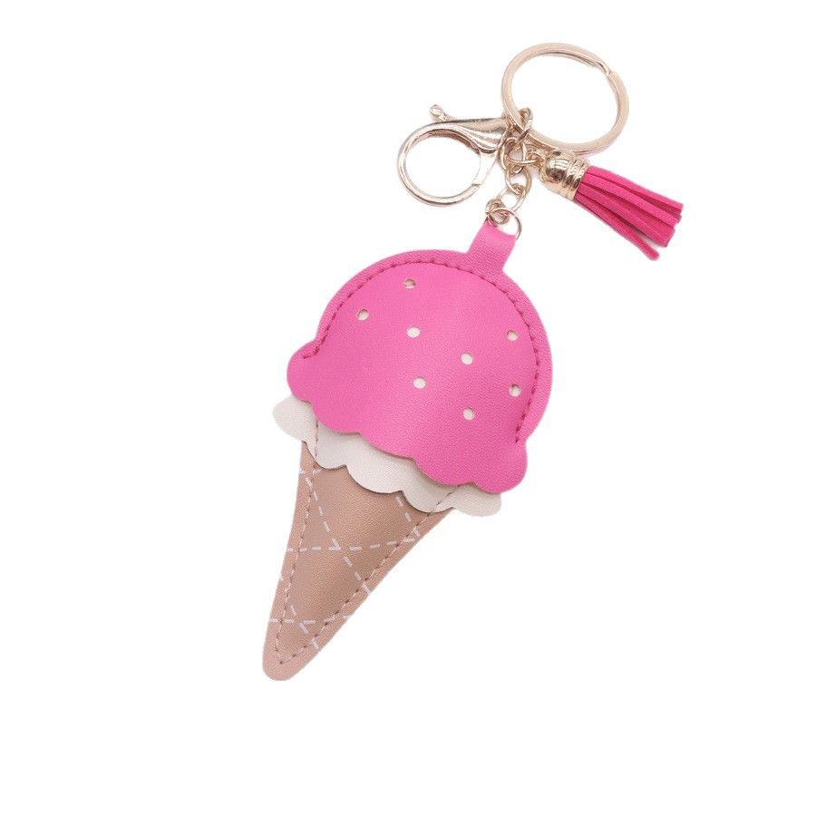 Creativo helado bolso de cuero colgante llavero helado dulce lindo colgante de cuero colgante mochila decoración