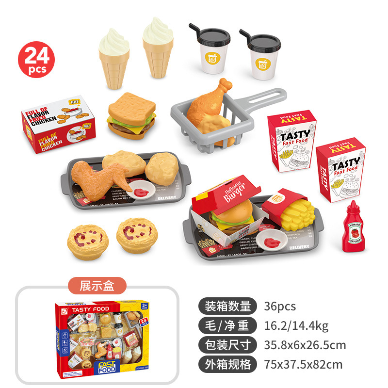 Juego de juguetes de juegos para niños, juegos de simulación de comida para niños y niñas, juegos de hogar, hamburguesas de sushi, postres de barbacoa