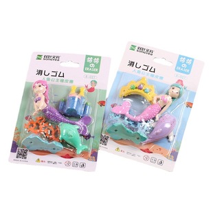 Suction card eraser set gift box 61 gift engineering car modeling primary school stationery supplies prizes assembled rubber