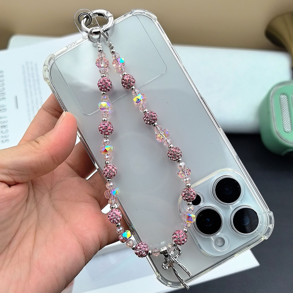 Colgante de moda, lazo de diamantes, cadena de teléfono móvil de diamantes de imitación, cordón de muñeca, bolso de colgante anti-pérdida hecho a mano, alto valor