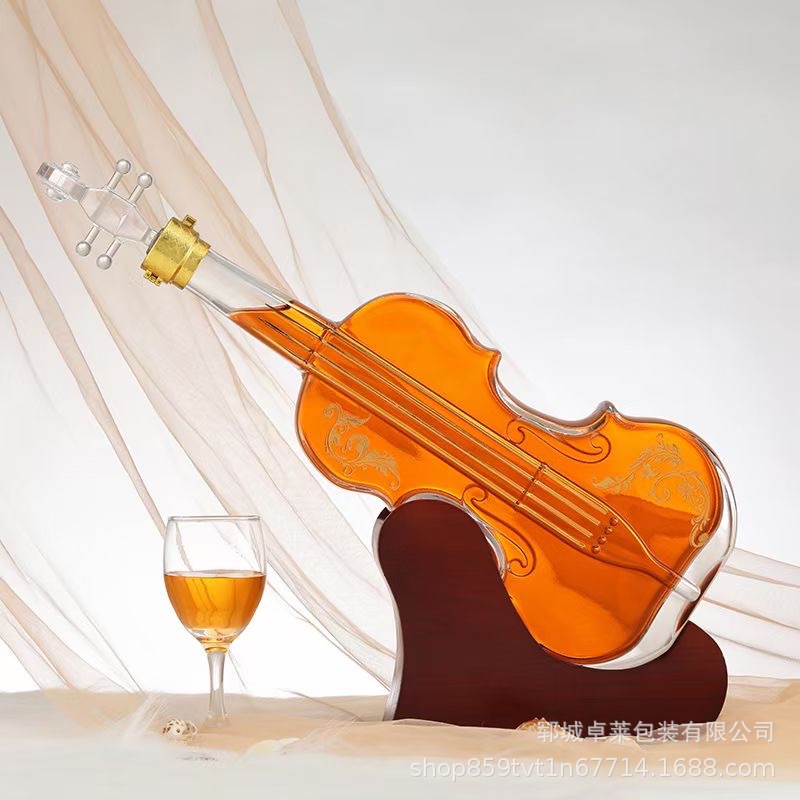 创意小提琴醒酒器透明工艺造型红酒瓶家用摆件洋酒瓶加厚泡酒瓶