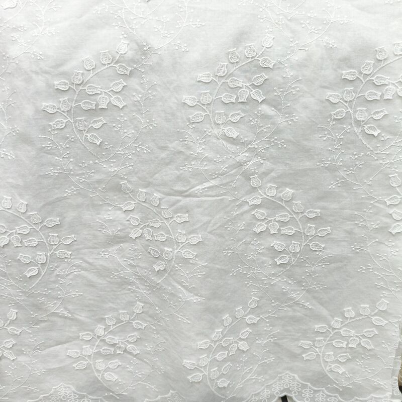 White Leaf Pattern Combed Cotton Three-Dimensional Embroidery Fabric Heavy Embroidery Lace Dress Shirt Clothing 1.0m Price White Leaf Pattern Combed Cotton Three-Dimensional Embroidery Fabric Heavy Embroidery Lace Dress Shirt Clothing 1.0m Price