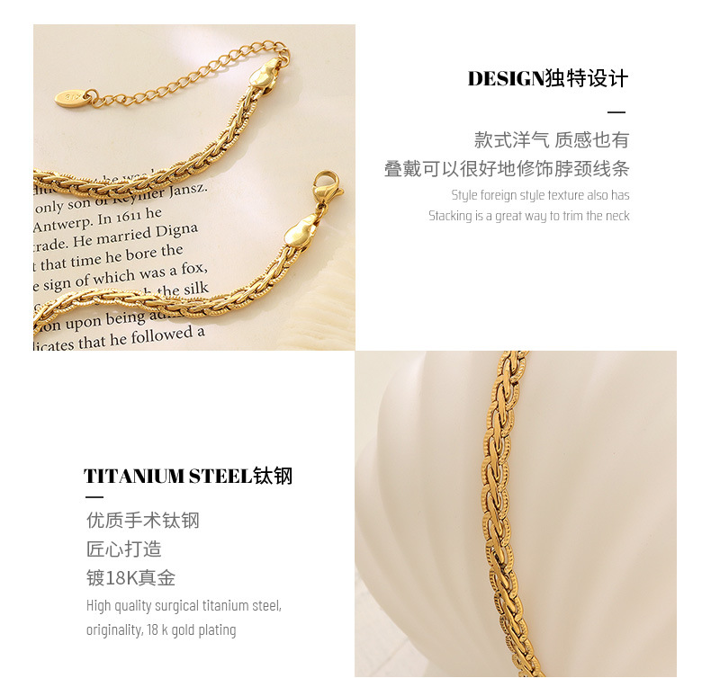 new stainless steel keel chain men and women hip-hop gold-plated necklace