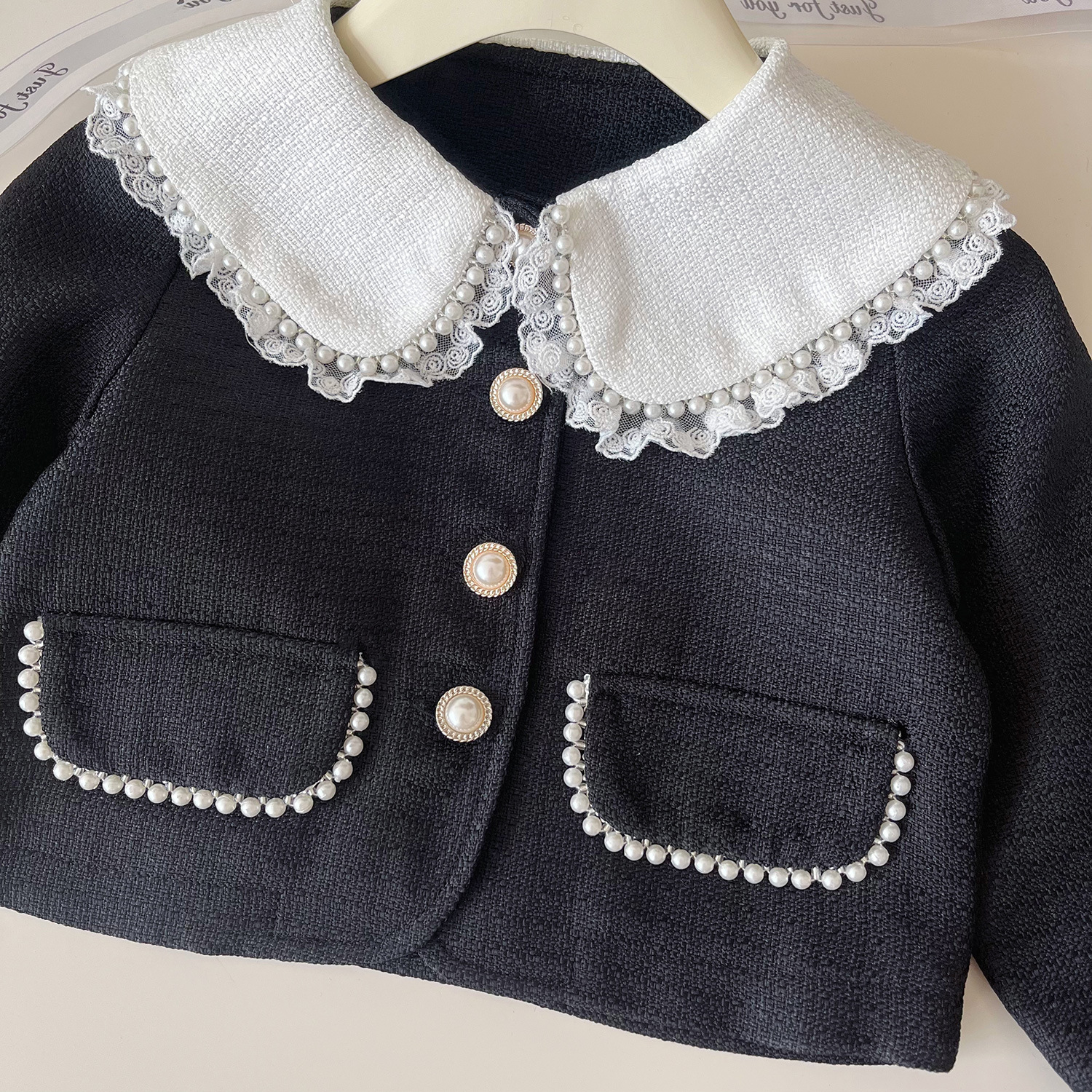 Meisjes rok set met revers en kant in small fragrant stijl_voghion.com