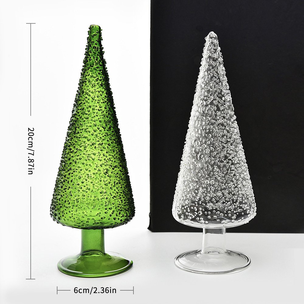 Creativo vidrio verde árbol de navidad mesa de navidad decoración navideña decoración navideña cedro artesanía