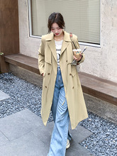 感韓系風衣外套女中長款2022秋季新款法式寬松氣質設計感大衣
