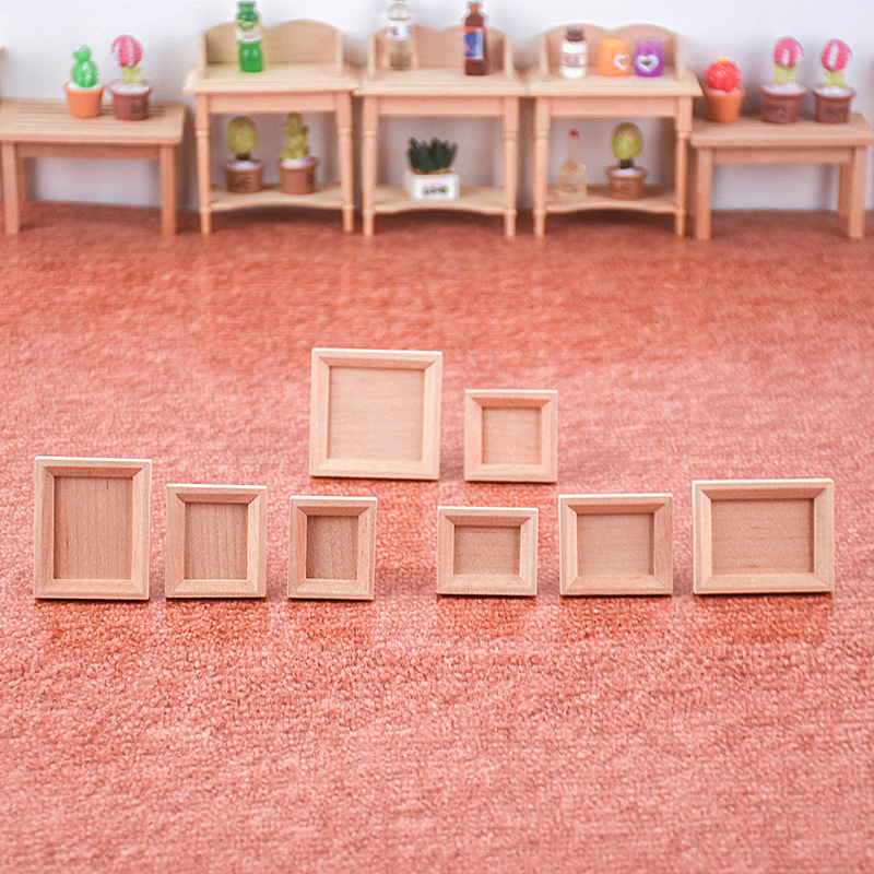 Doll House Photo Table Model Photo Frame Model Miniature Solid Wood Plain Embryo Ornaments DIY Photo Frame Mini Model