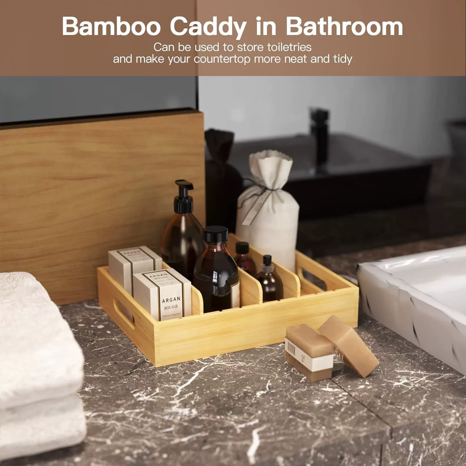 Бамбуковый ящик для хранения Съемная перегородка кухонная коробка для организации приправ одноразовый Отсек Ящик для хранения тарелок из цельного дерева