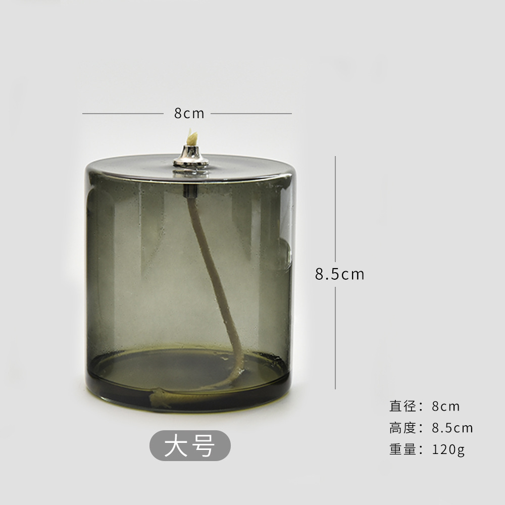 Lámpara de vidrio redonda a rayas de color creativa candelabro decorativo simple lámpara de mantequilla de escritorio doméstica moderna