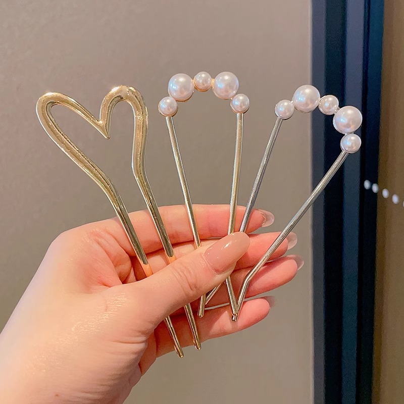 Horquilla de cabello en forma de U de perla de alta calidad horquilla de cabello en la parte posterior de la cabeza femenina horquilla de aleación tocado nuevo peine de horquilla chino