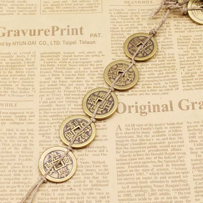 Real Copper Five Emperors Money Thickened Hemp Rope Five Emperors Pendant Car Hanging Decorations Pure Copper Stall Travel Pendant Home Supplies (Car hanging)