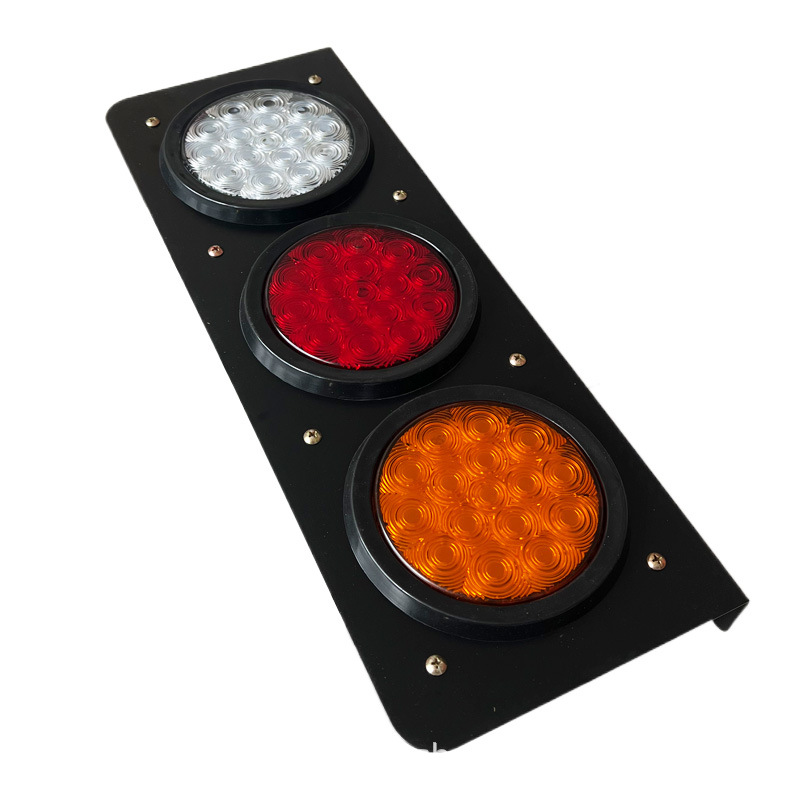 Lámpara trasera LED triple a prueba de agua de 24V, freno de explosión y parpadeo, montaje de luz trasera redonda para camión