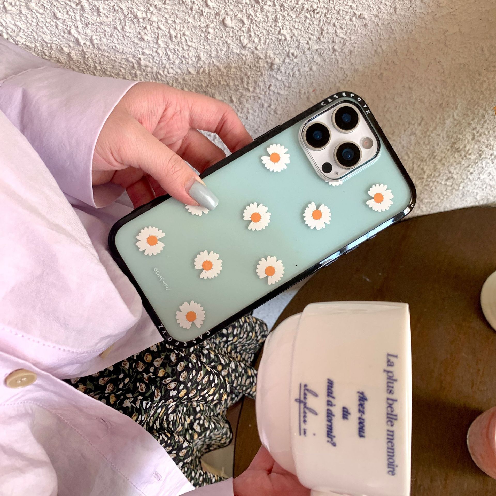 Pequeñas flores frescas y simples para Apple 16ProMax funda para teléfono 15Pro soporte 14/13 menta verde 15PM