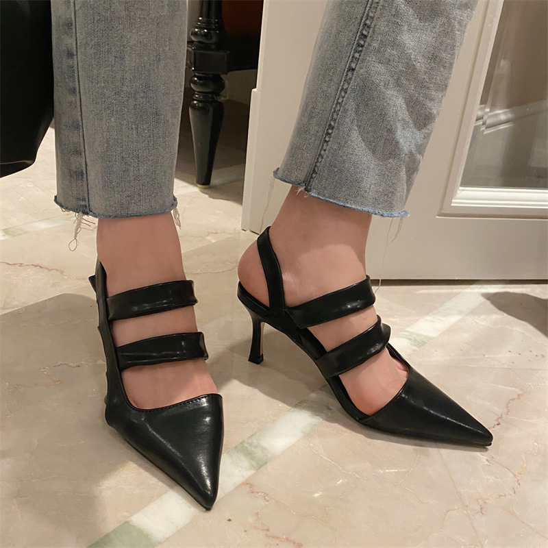 new pointed high heel hollow elastic sandals NSSO62180