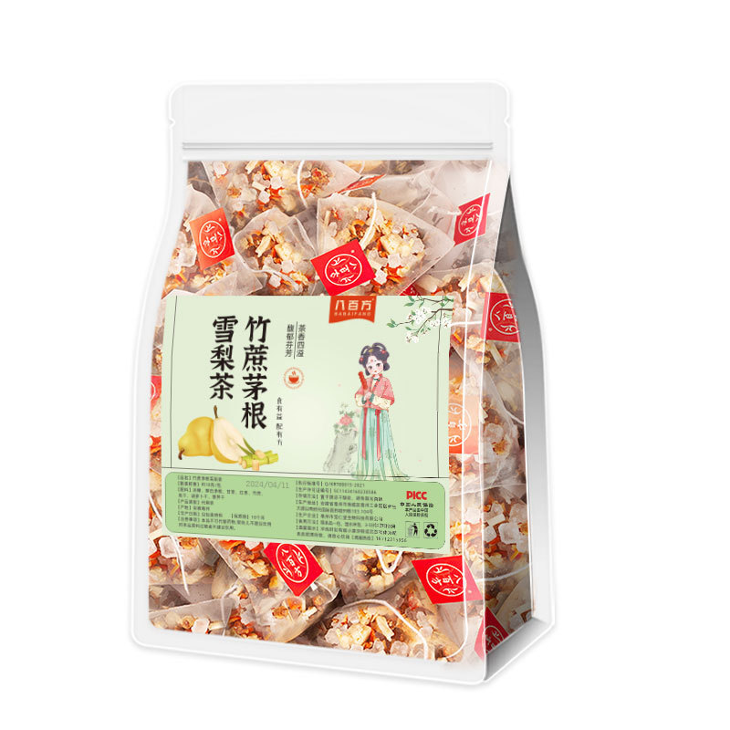 竹のサトウキビの茅根の雪梨のお茶は子供を包んで水を浸して甘えん坊の馬蹄の茅根の水を飲んでスープの材料を煮て果物の冷たいお茶を包みます。|undefined