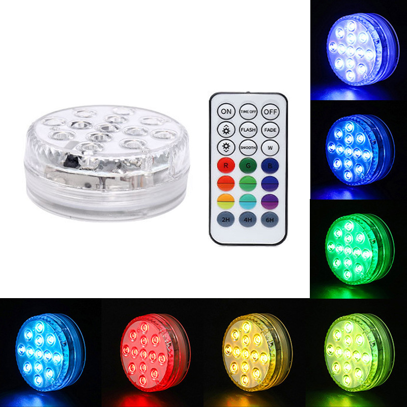 led colorful diving lamp aquarium remote control dimming lantern vase base lamp bathtub lamp fish tank waterproof lamp