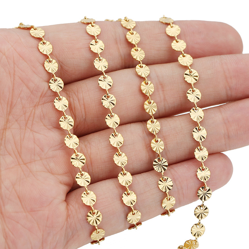 Stainless Steel Round Chain 5mm Embossed Chain DIY Accessories Bracelet Handmade Jewelry Chain 