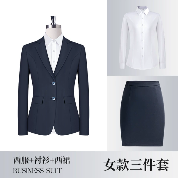 Female navy blue (jacket + skirt) + white shirt