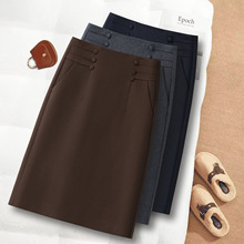 时尚潮流气质毛呢半身裙女2025秋冬季新款高腰显瘦过膝一步直筒裙