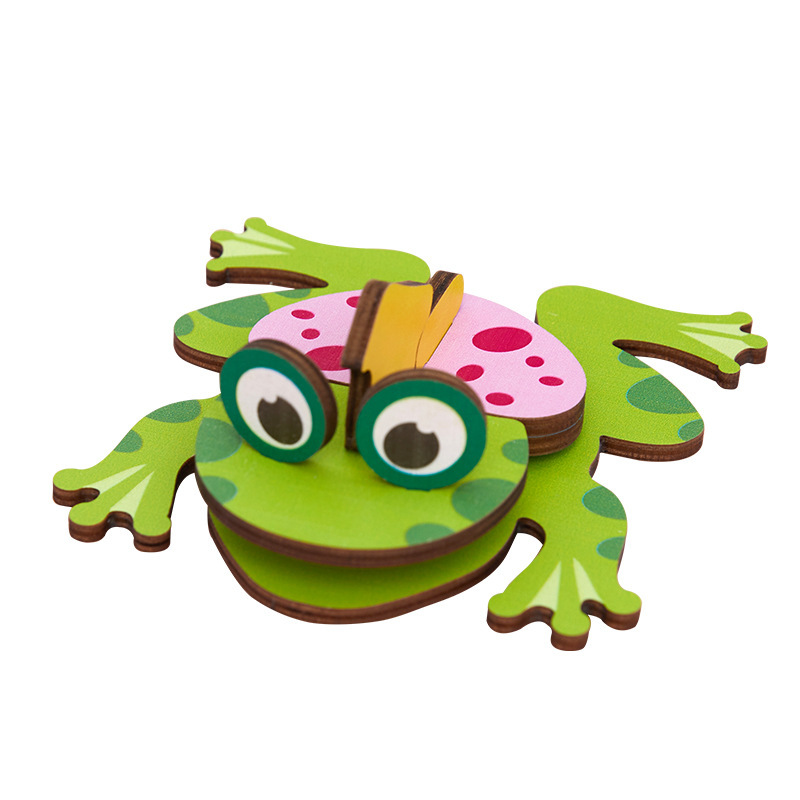 Venta al por mayor de madera 3D animal rompecabezas tridimensional bebé 2-3 años modelo animal educativo ensamblar bloques de construcción Juguetes