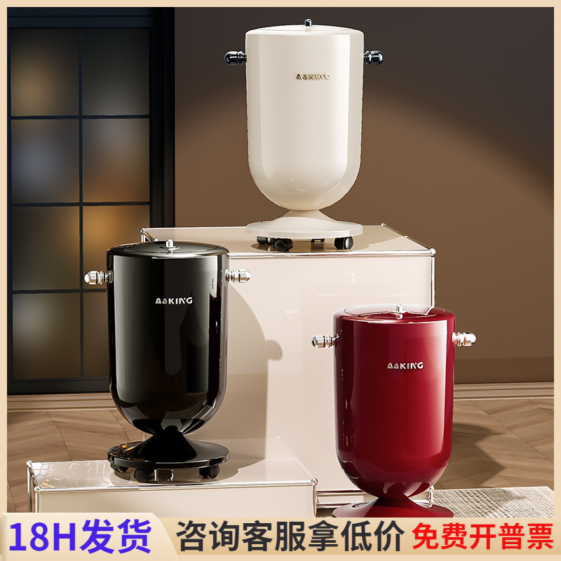 Press the Trash Can, Large-Capacity Paper Basket with Lid, Universal Wheels, Living Room, Bedroom, High-Looking, Creative and High-End Trash Can