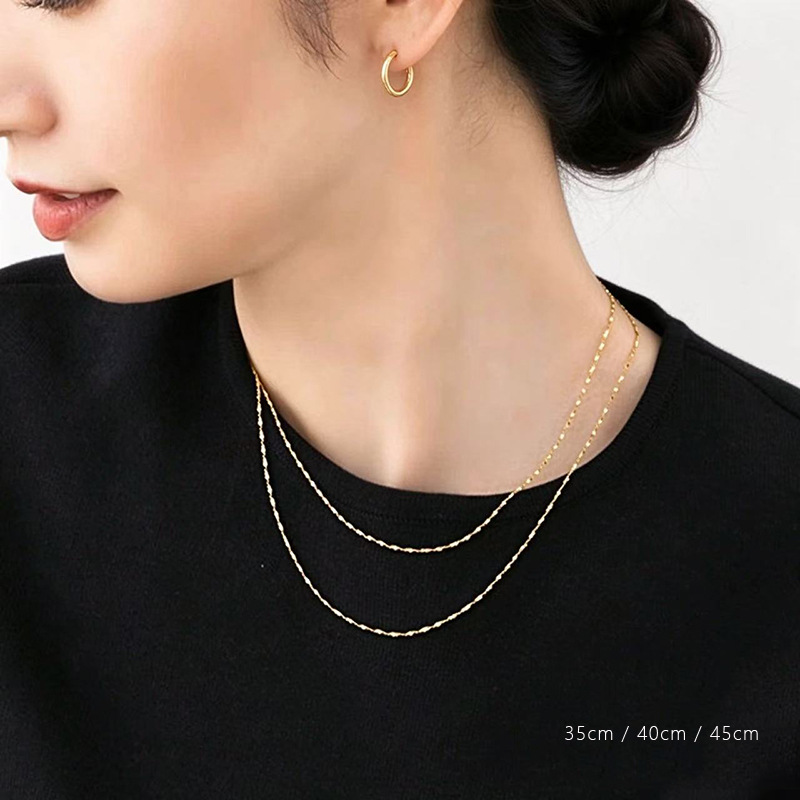 Super thin! 40cm 45cm sparkling starry fine necklace female clavicle chain titanium steel plated 18K gold