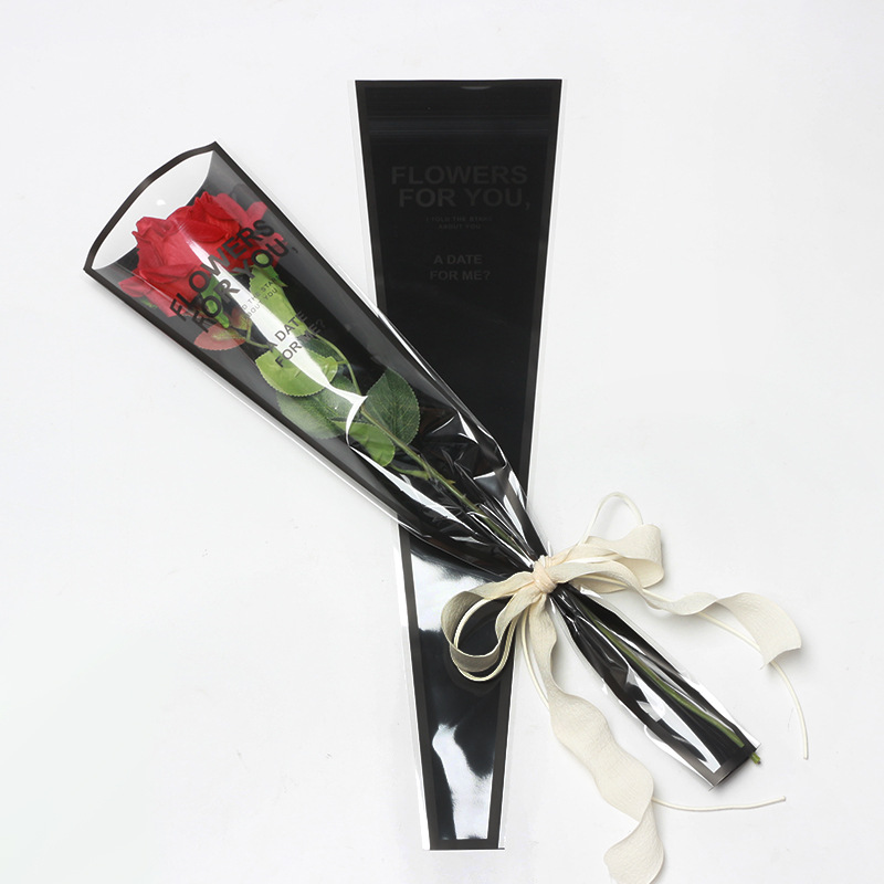 Brillante bolsa única inglés transparente Rosa OPP ramo de flores papel de embalaje material de embalaje de la flor material de la tienda de flores al por mayor