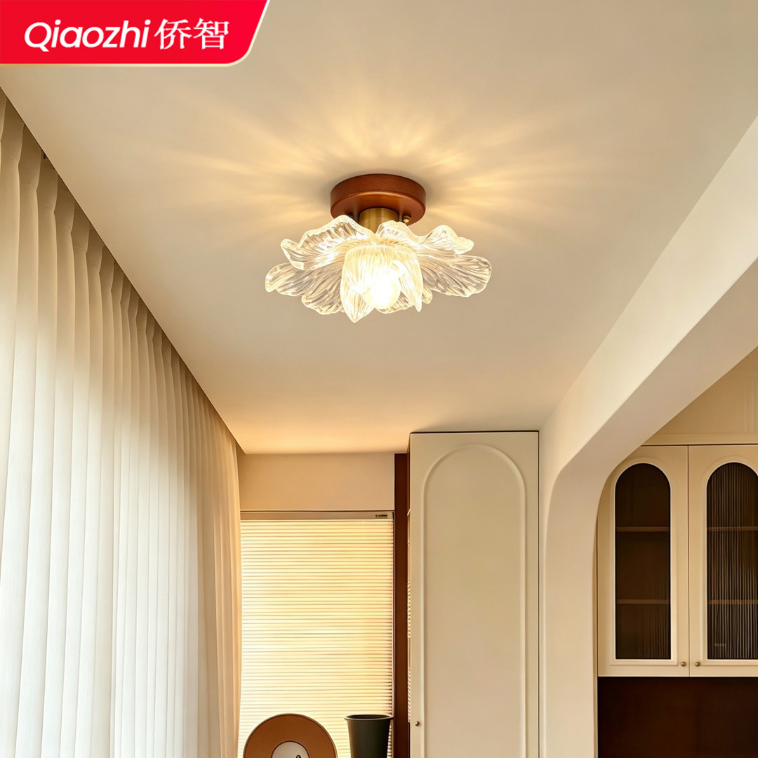 Crema de estilo araña de luz del pasillo luz del Pasillo moderno minimalista balcón lámpara flor escaleras guardarropa Luz de Entrada