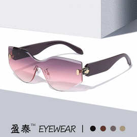 2025新款无框切边蛇头太阳镜 欧美个性潮流眼镜INS网红街拍墨镜女