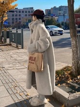 跨境环保皮毛一体大衣女冬季韩版水貂绒中长款加厚加棉毛毛绒皮草
