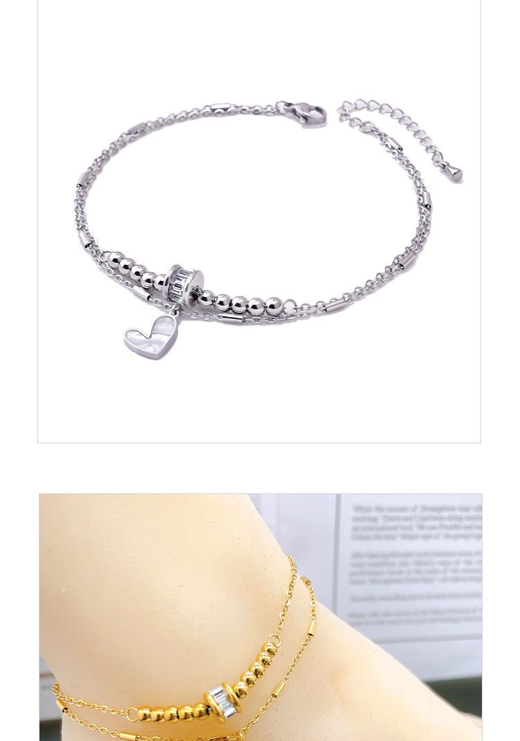 1 Piece Quantity Holiday, Weekend Occasion 1 Piece Heart Shape Stainless Steel Waterproof Non Tarnish Shell PVD Coated Real Gold Plated Women'S Anklet