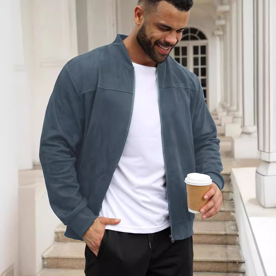 Europa und die Vereinigten Staaten neue Männer Mode lässig Wildleder leichte Pullover Jacke Mantel_voghion.com