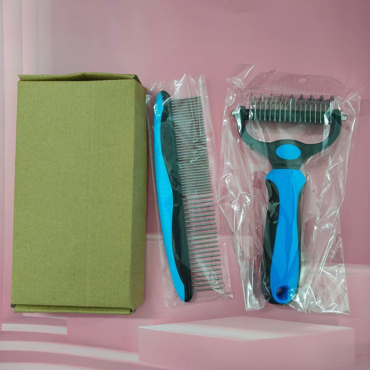 파란색과 검정색 투피스 소가죽 상자