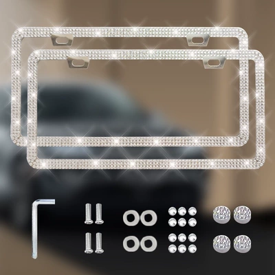Three Styles of Plastic Acrylic, License plate holder/license plate holder - square-hole-sharp-corners-narrow-edge-double-piece-silver