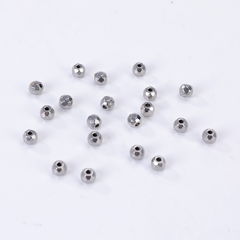Cross-border stainless steel football facetted bead pendant necklace bracelet accessories DIY semi-finished jewelry accessories wholesale