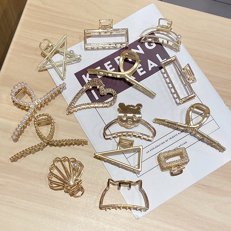 Internet celebridad clip de metal grande clip de tiburón japonés y coreano elegante temperamento espalda Cabeza pelo agarre de alto grado horquilla tocado