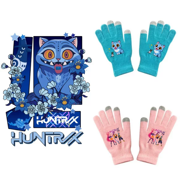 Hunter Witch Group Student Gloves Boys and Girls Warm Touch Screen Gloves Dopamine Autumn and Winter Printed Knitted Gloves