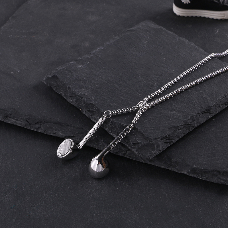 Collana alla moda Hip Street Hip-hop Star con cuffie in acciaio inossidabile Ins Style Personality Collar Pendant Accessories_voghion.com