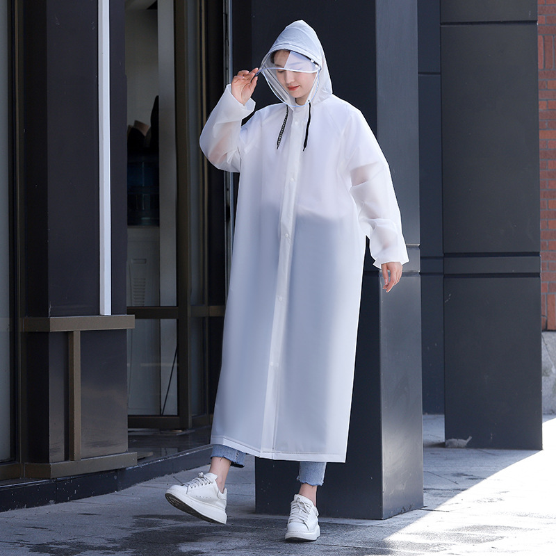 thumbnail image 1 of Impermeable de EVA Poncho de lluvia impermeable Reutilizable Unisex Hombres Mujeres Ropa de lluvia transparente larga (blanco), 1 of 5