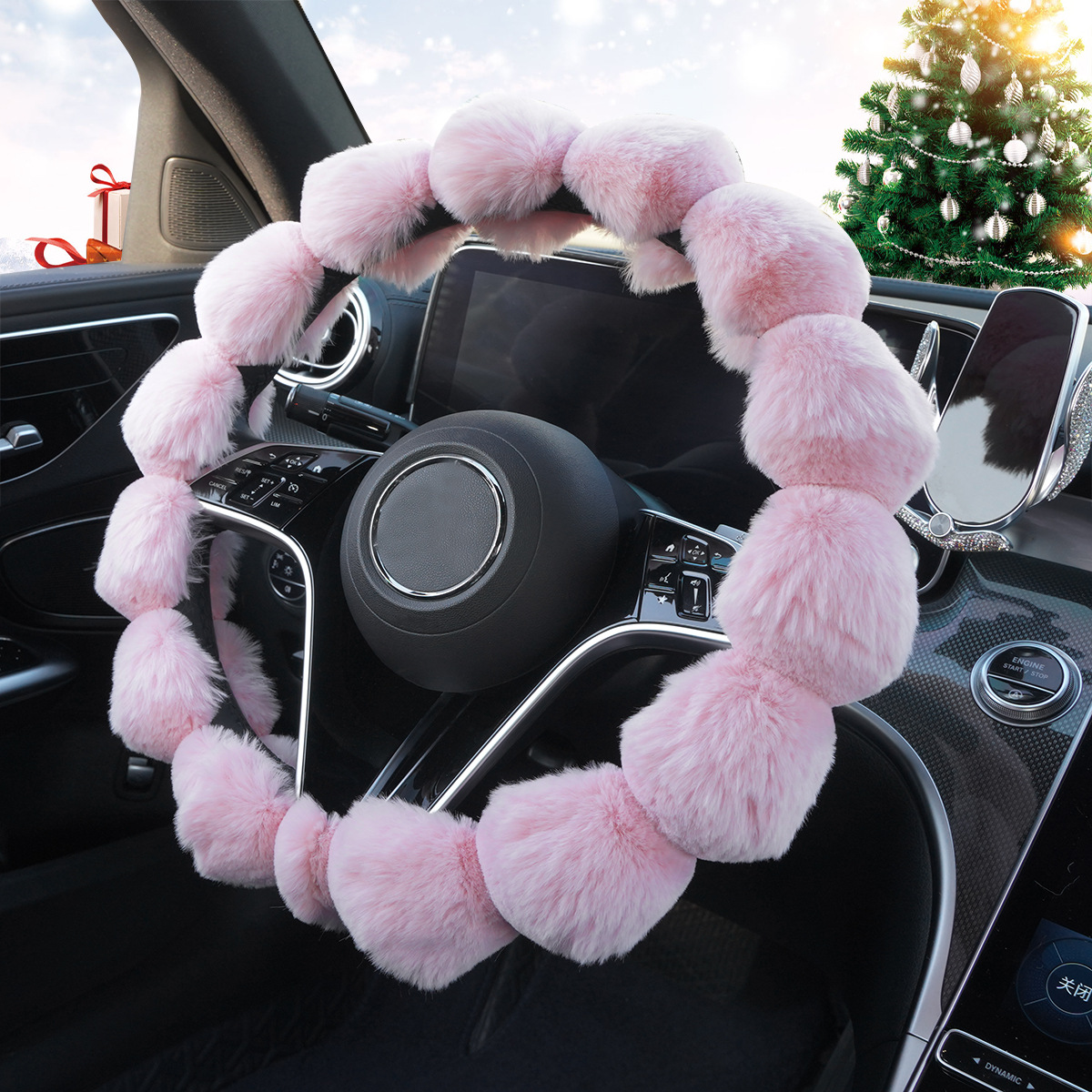 Car Steering Wheel Cover Winter Plush Cross-Border Foreign Trade Hot-Selling Decorative Non-Slip Warm Cute All-Season Universal Handle Cover