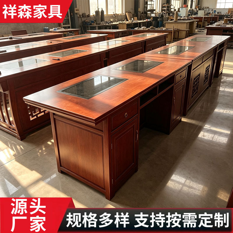New Chinese-style solid wood multimedia antique traditional Chinese culture table, teaching table for school training classes, electronic calligraphy practice table New Chinese-style solid wood multimedia antique traditional Chinese culture table, teaching table for school training classes, electronic calligraphy practice table