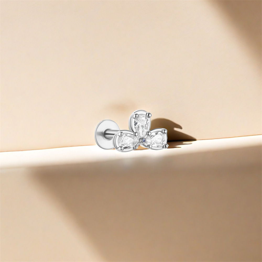 1 Piece Ear Cartilage Rings & Studs Casual Simple Style Geometric Bow Knot Sterling Silver Plating Inlay Zircon Ear Cartilage Rings & Studs display picture 50