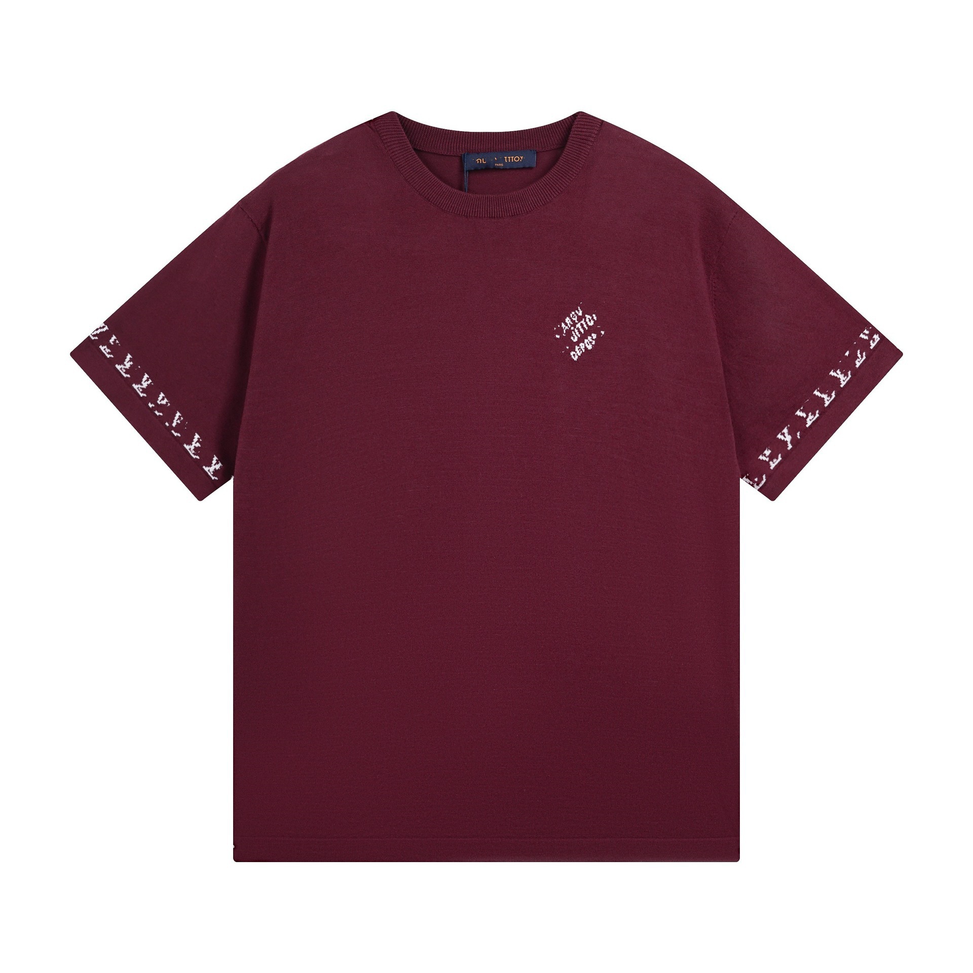 T-shirt de punto de alta versión de burro 2025 nuevo tablero de ajedrez letras jacquard casual suelta hombre y mujer mangas cortas