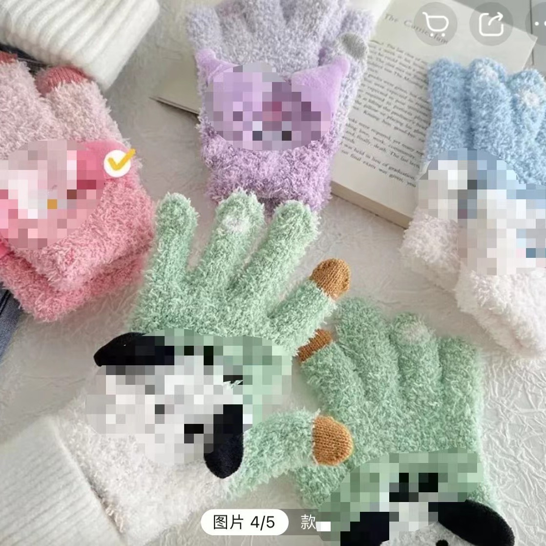Fábrica al por mayor de alto aspecto tridimensional oído pantalla táctil guantes calientes a prueba de frío adulto niña coreana guantes de cinco dedos