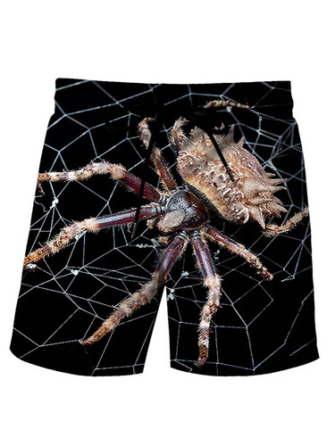 Summer new men's shorts 3D digital print spider pattern trend shorts fashionable all-matching casual shorts