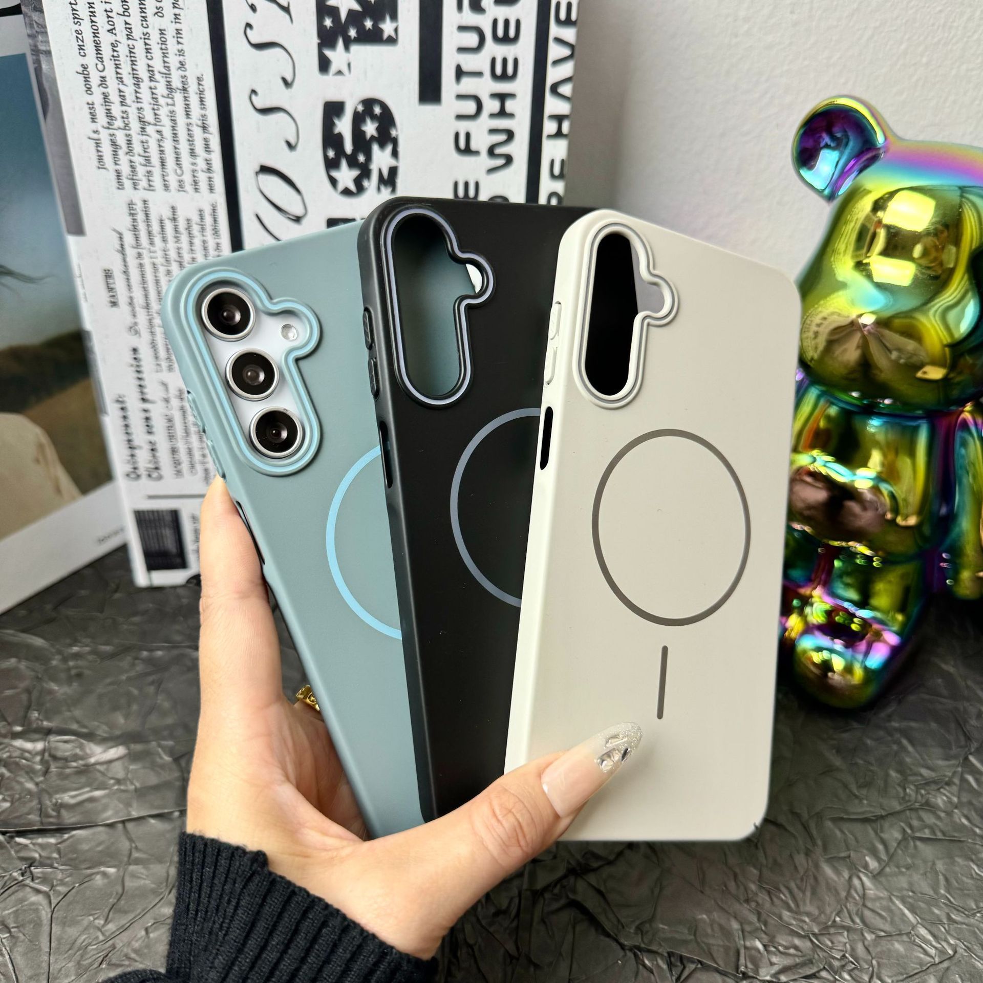 柔润细圈适用三星S25Ultra肤感磁吸手机壳A56简约PC配色A55保护套