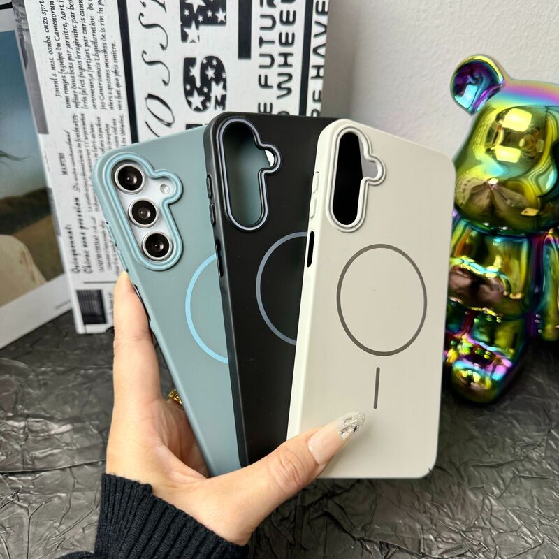 Soft Thin Ring for Samsung S25Ultra Skin Sense Magnetic Phone Case A56 Simple PC Color Matching A55 Protective Case