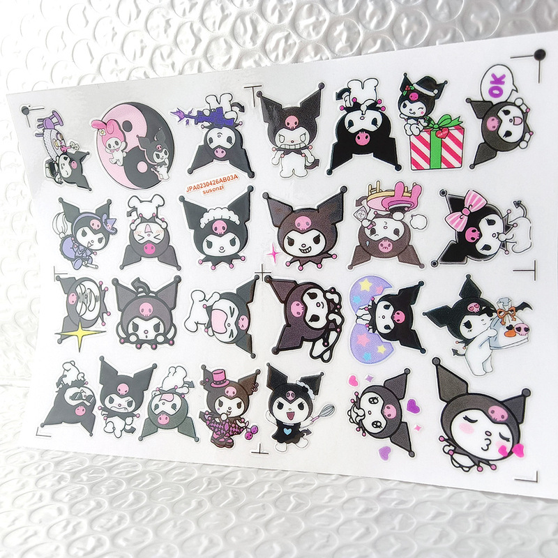 Kuromi Hollow Three-Dimensional Waterproof Planner Pen Stickers Electric Toothbrush Decoration Uv Transfer Stickers Crystal Label Customization