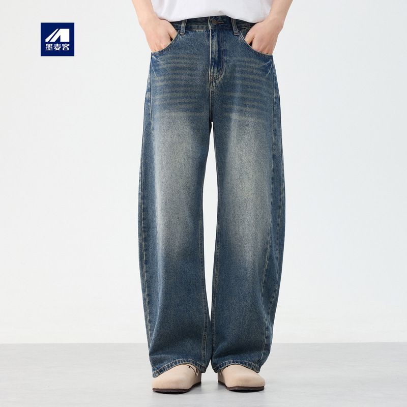 Momax American-Style Casual Washed Vintage Men's Jeans 2026 Summer New Model Scimitar Pants for Men 97388 Momax American-Style Casual Washed Vintage Men's Jeans 2026 Summer New Model Scimitar Pants for Men 97388