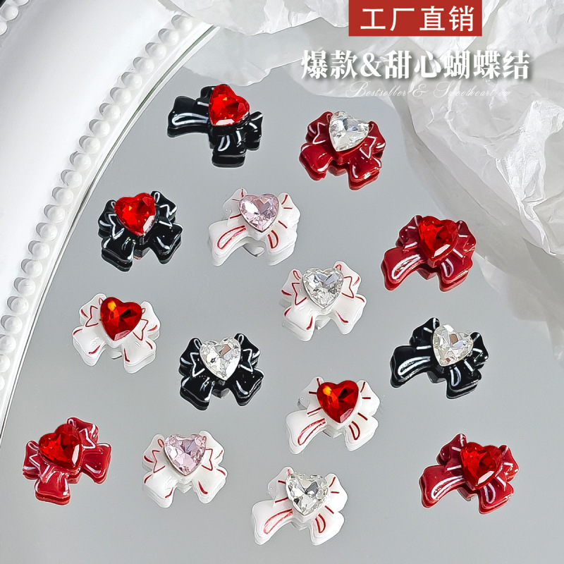 韩系少女甜心斜角蝴蝶结领结美甲饰品指甲装饰DIY手机壳装饰品|undefined
